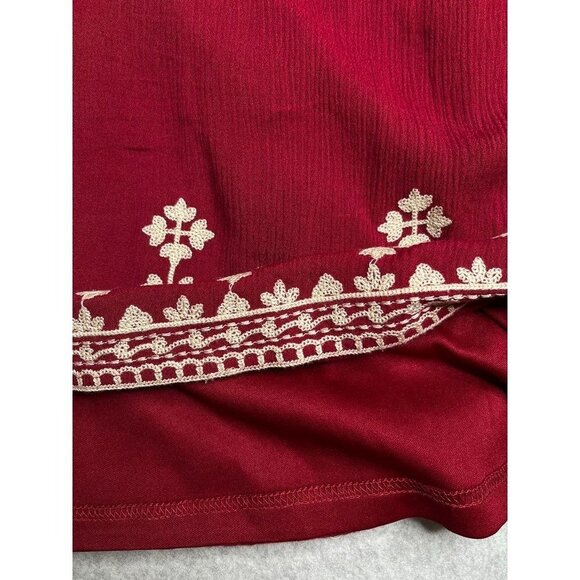 Alya Ladie's Red Embroidered Boho Mini Dress Half Sleeve Lined Size XS - Picture 10 of 11